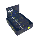 Display box of Countdown Fuel Bars with blue and yellow design